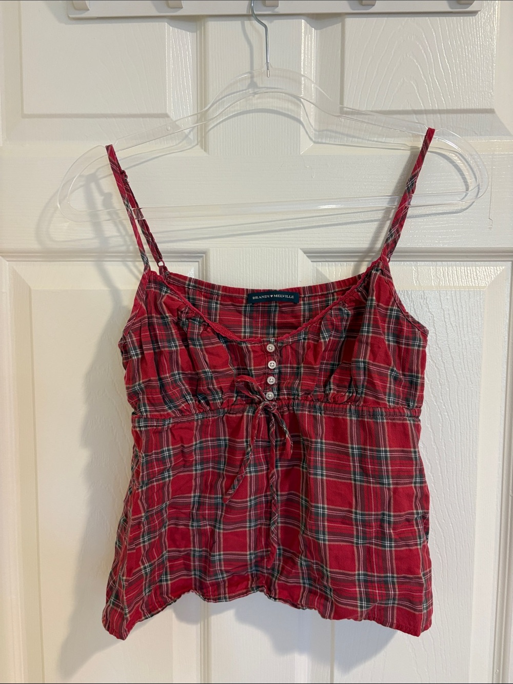 Brandy Melville Red Plaid Spaghetti Strap Camisole